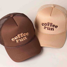 Load image into Gallery viewer, Coffee Run Embroidered Trucker Cap: Brown
