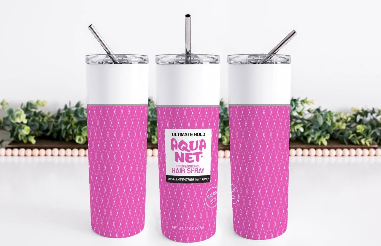 80s hairspray aquanet tumbler: Pink / 20oz