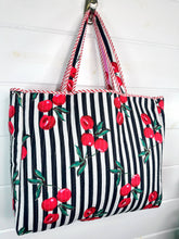 Load image into Gallery viewer, Quilted Tote Bag | Cherry Tote | Large Shopping Tote Bag
