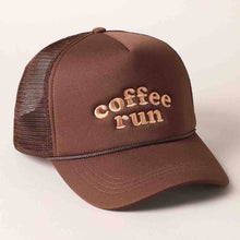 Load image into Gallery viewer, Coffee Run Embroidered Trucker Cap: Brown
