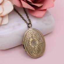 Load image into Gallery viewer, Vintage Memories Gold Floral Locket Necklace
