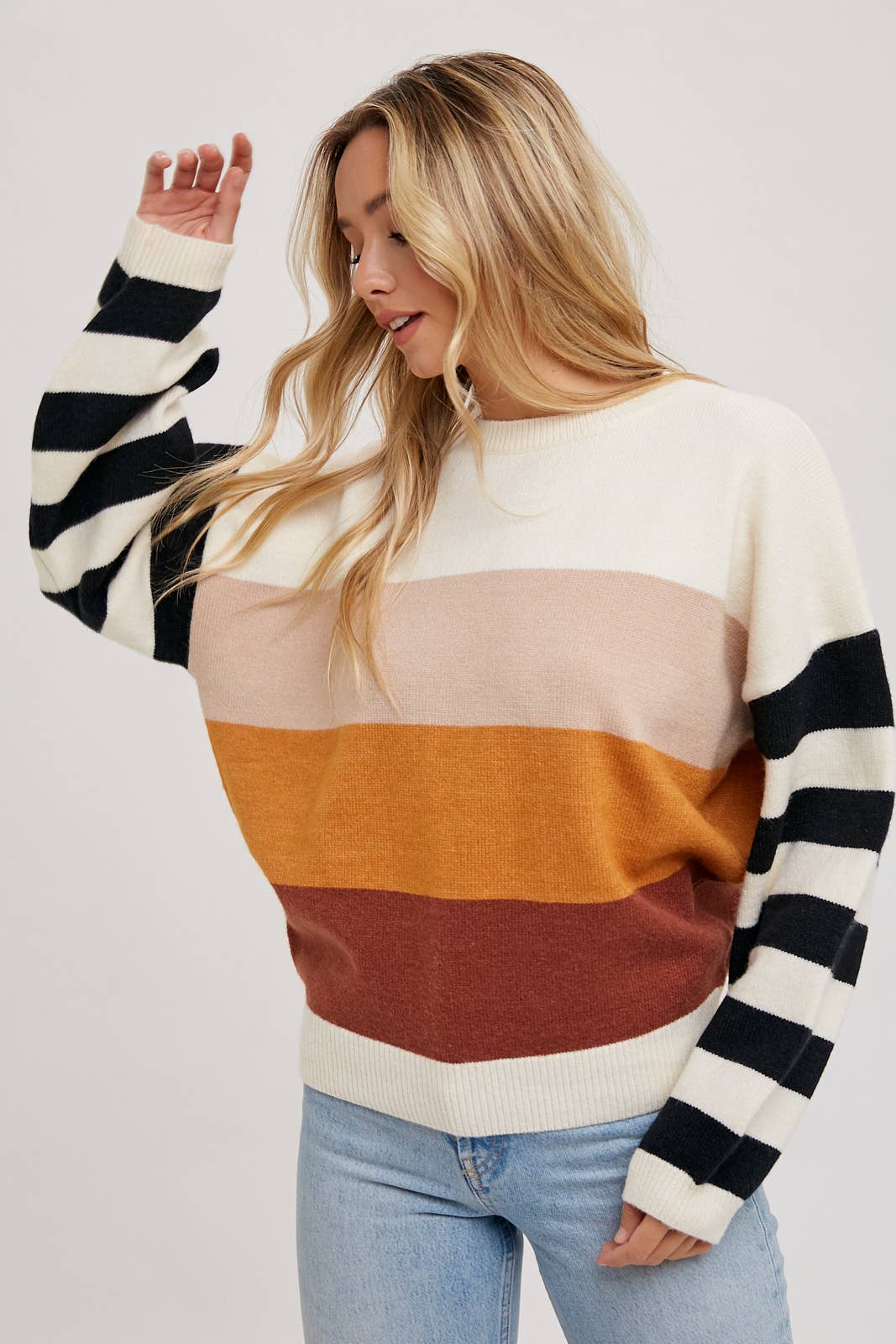 Striped Down Sweater