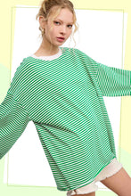 Load image into Gallery viewer, Apple Green Oversized StripedTop
