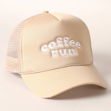 Load image into Gallery viewer, Coffee Run Embroidered Trucker Cap: Brown
