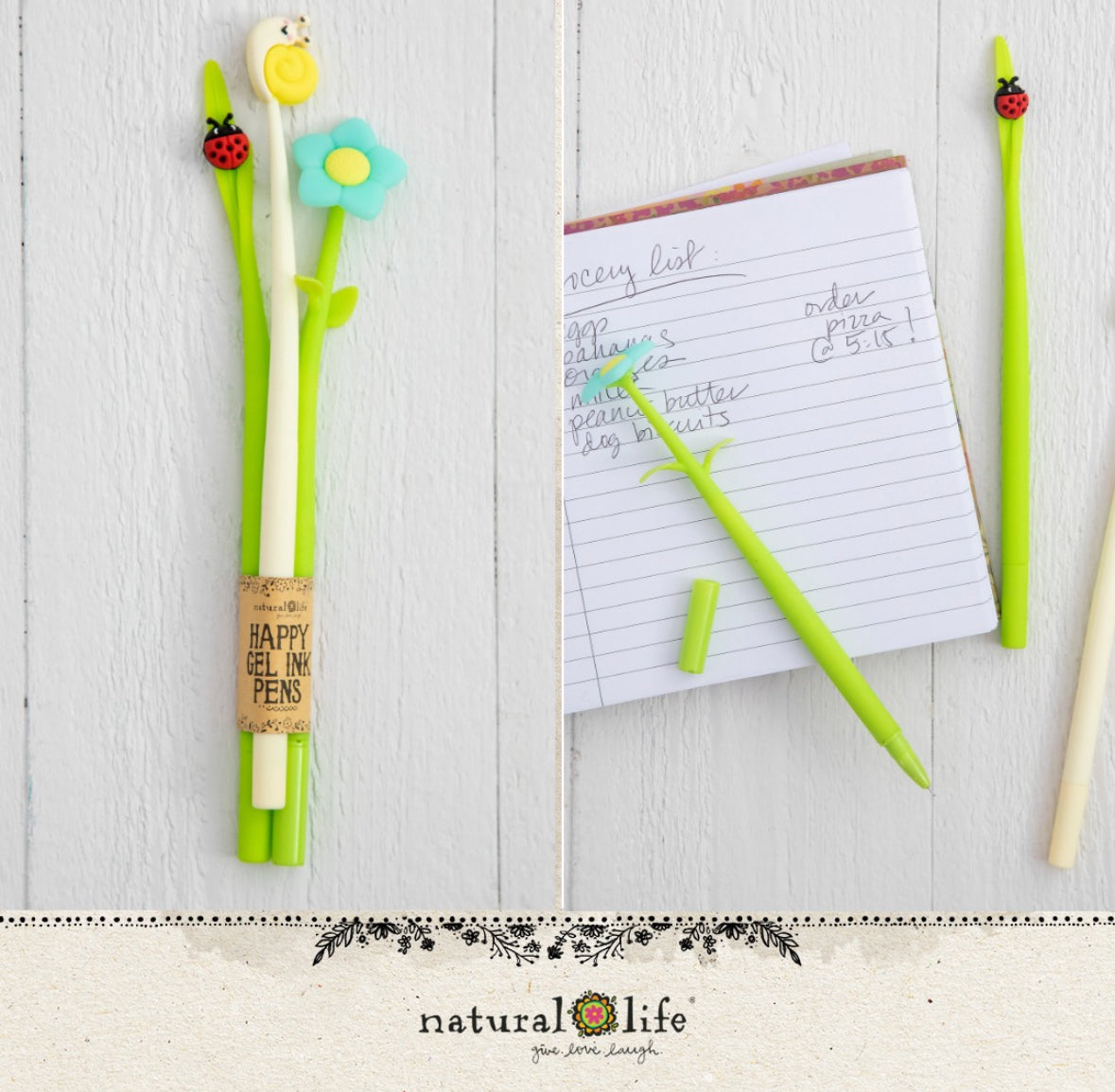 Natural Life Happy Gel Ink Pens Garden Friends