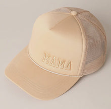 Load image into Gallery viewer, Mama Embroidered Trucker Cap: Tan
