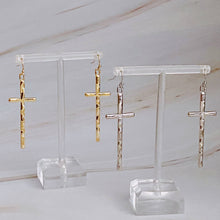 Load image into Gallery viewer, Slim And Stylish Cross Earrings: Gold
