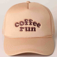 Load image into Gallery viewer, Coffee Run Embroidered Trucker Cap: Brown
