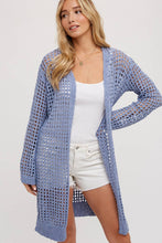 Load image into Gallery viewer, Chambray Open Knit Longline Cardi
