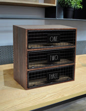 Load image into Gallery viewer, Rae Dunn “One, Two, Three” Wooden 3-Drawer Desk Organizer
