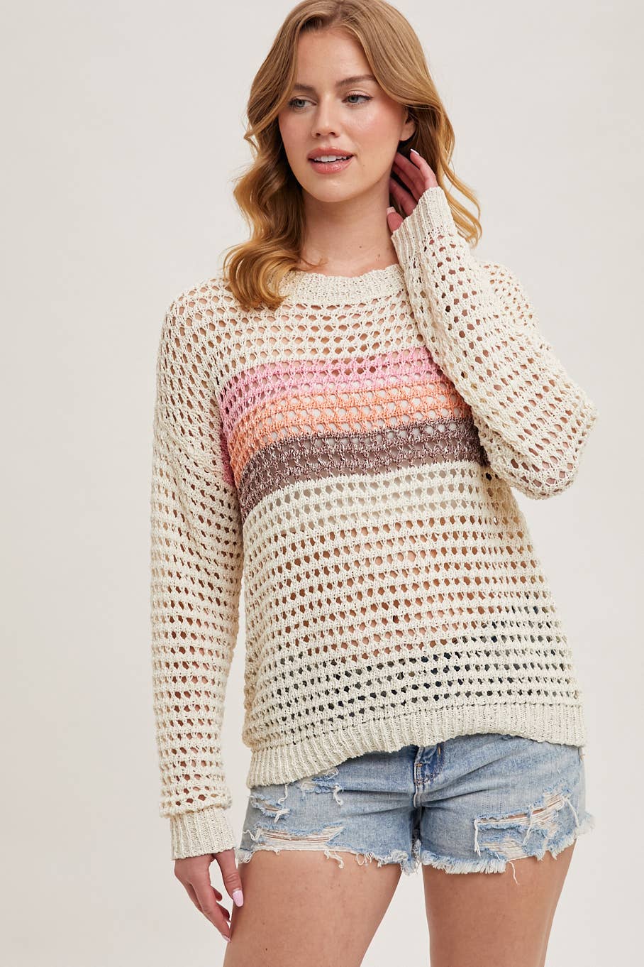 Summer Sky Open Knit Sweater