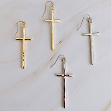 Load image into Gallery viewer, Slim And Stylish Cross Earrings: Gold
