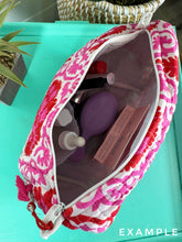 Load image into Gallery viewer, Quilted Makeup Bag | Cosmetic Toiletry Bag | Hot Pink Floral
