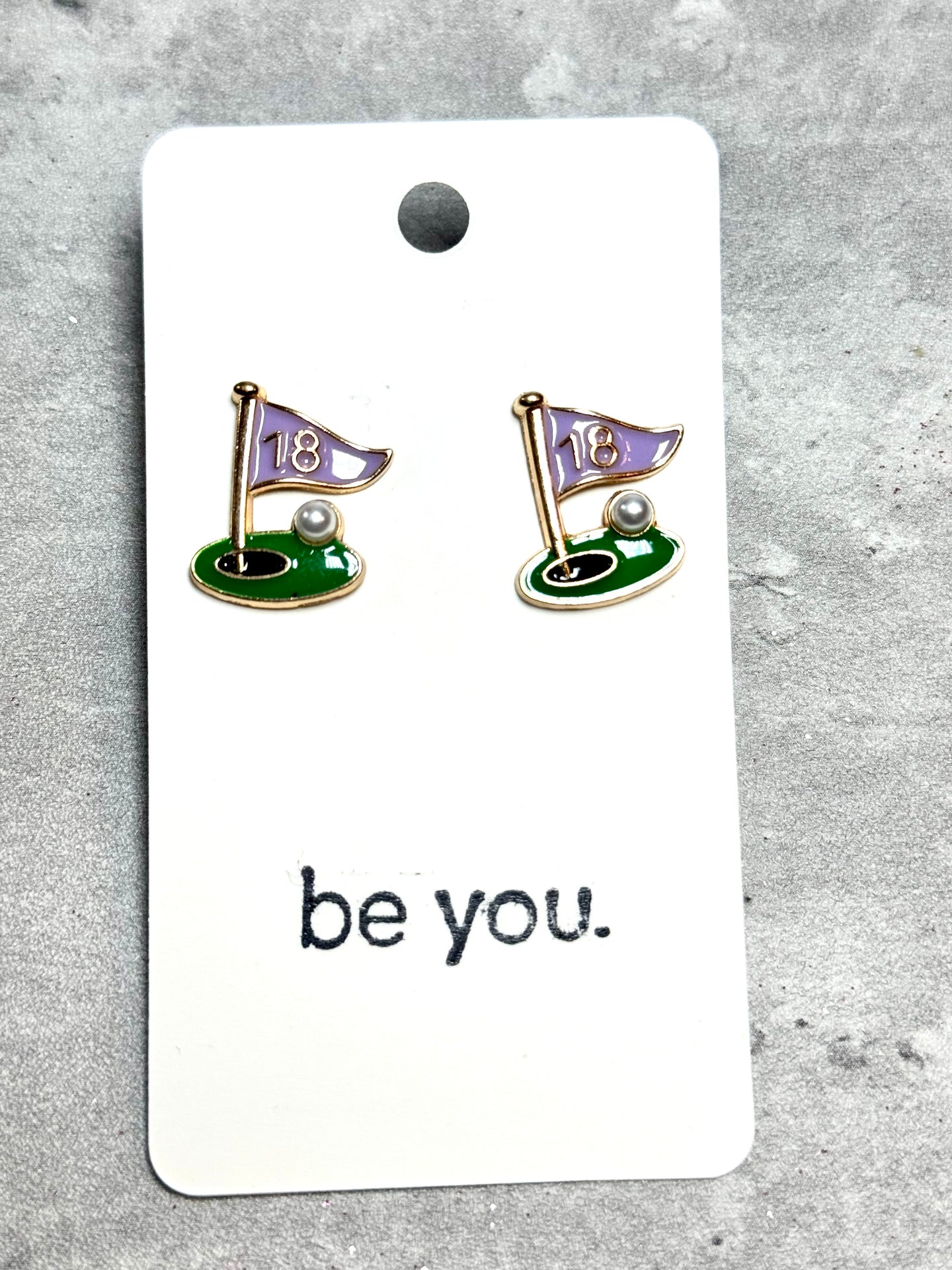 Golf Flag Stud Earrings