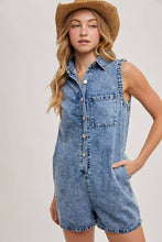 Load image into Gallery viewer, Sleeveless romper, denim romper
