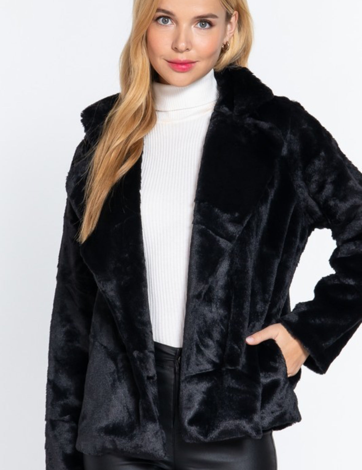 Black Cadillac Faux Fur Jacket