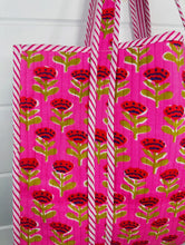 Load image into Gallery viewer, Quilted Tote Bag Pink Floral
