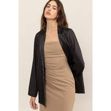 Load image into Gallery viewer, satin blazer, black blazer
