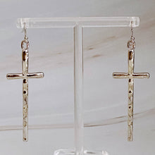 Load image into Gallery viewer, Slim And Stylish Cross Earrings: Gold
