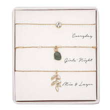 Load image into Gallery viewer, Green 3PC Assorted Layering Pendant Necklace Gift Set:
