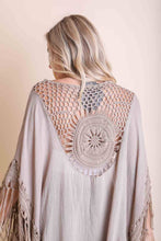 Load image into Gallery viewer, Festival-Ready Crochet Back Tasseled Kimono Jacket 🖤: Mocha
