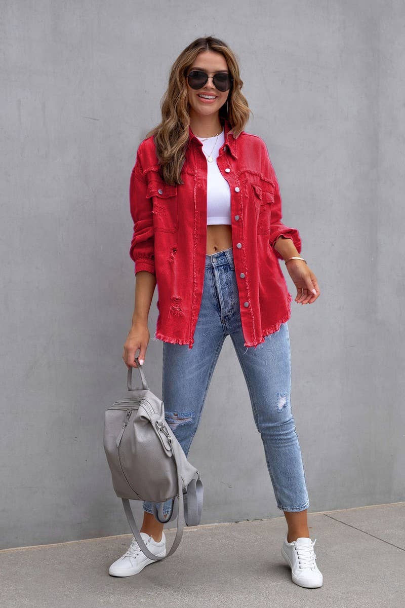 Gala Red Distressed Jacket