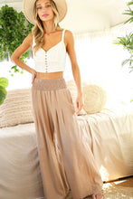 Load image into Gallery viewer, High-Rise Waist Smocked Band Pin-Tuck Detail Pants Taupe
