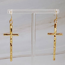 Load image into Gallery viewer, Slim And Stylish Cross Earrings: Gold
