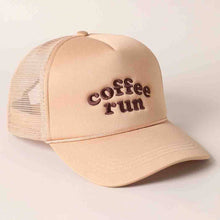 Load image into Gallery viewer, Coffee Run Embroidered Trucker Cap: Brown
