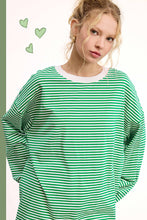 Load image into Gallery viewer, Apple Green Oversized StripedTop
