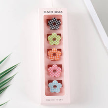 Load image into Gallery viewer, Checkered Flower Assorted Mini Claw Hair Clip Set
