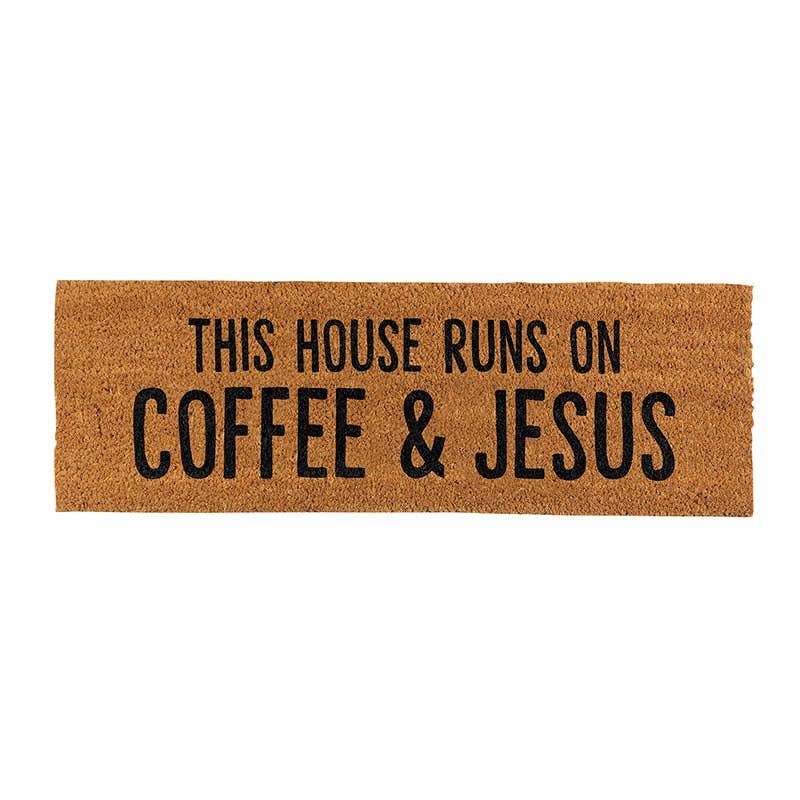 Doormat - This House Runs on Coffee & Jesus