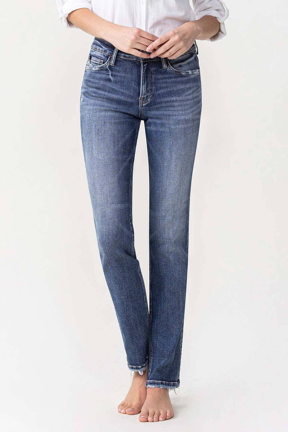 Pleasantly Mid Rise Straight Leg Jeans