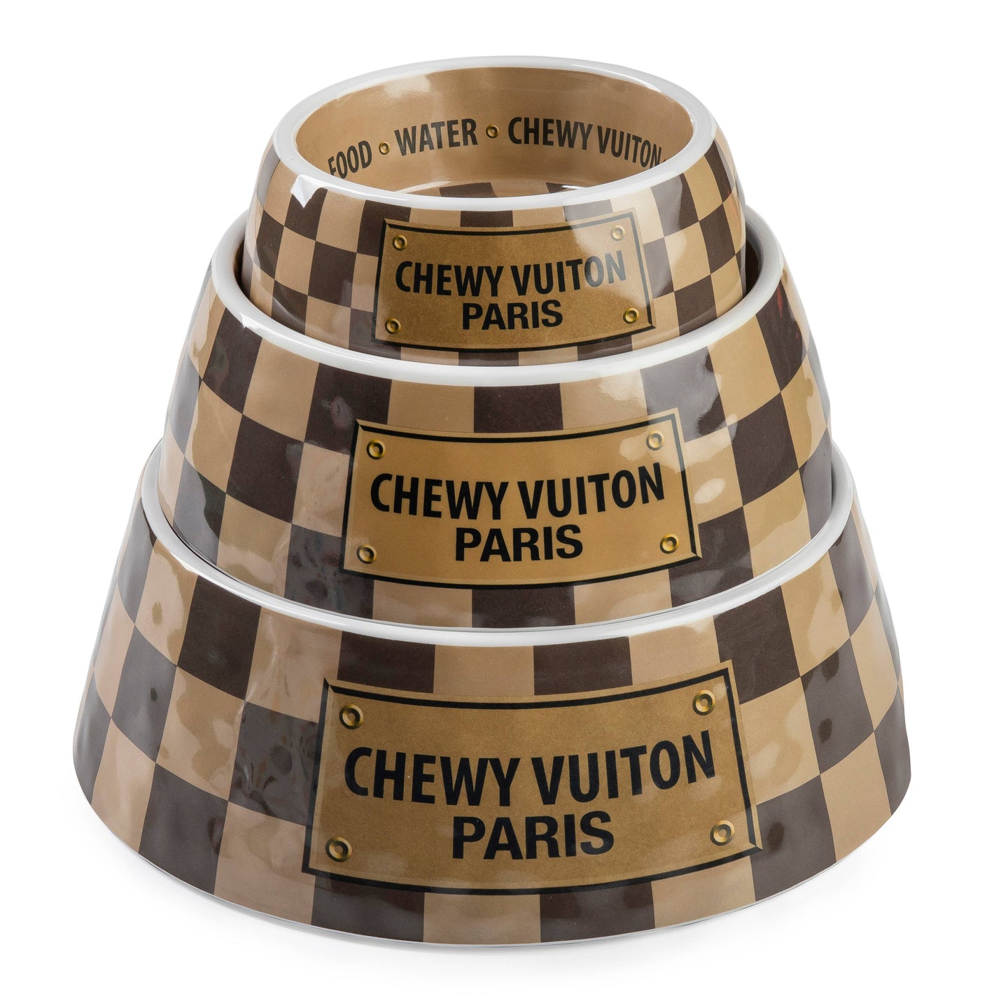 Checker Chewy Vuiton Bowl Medium