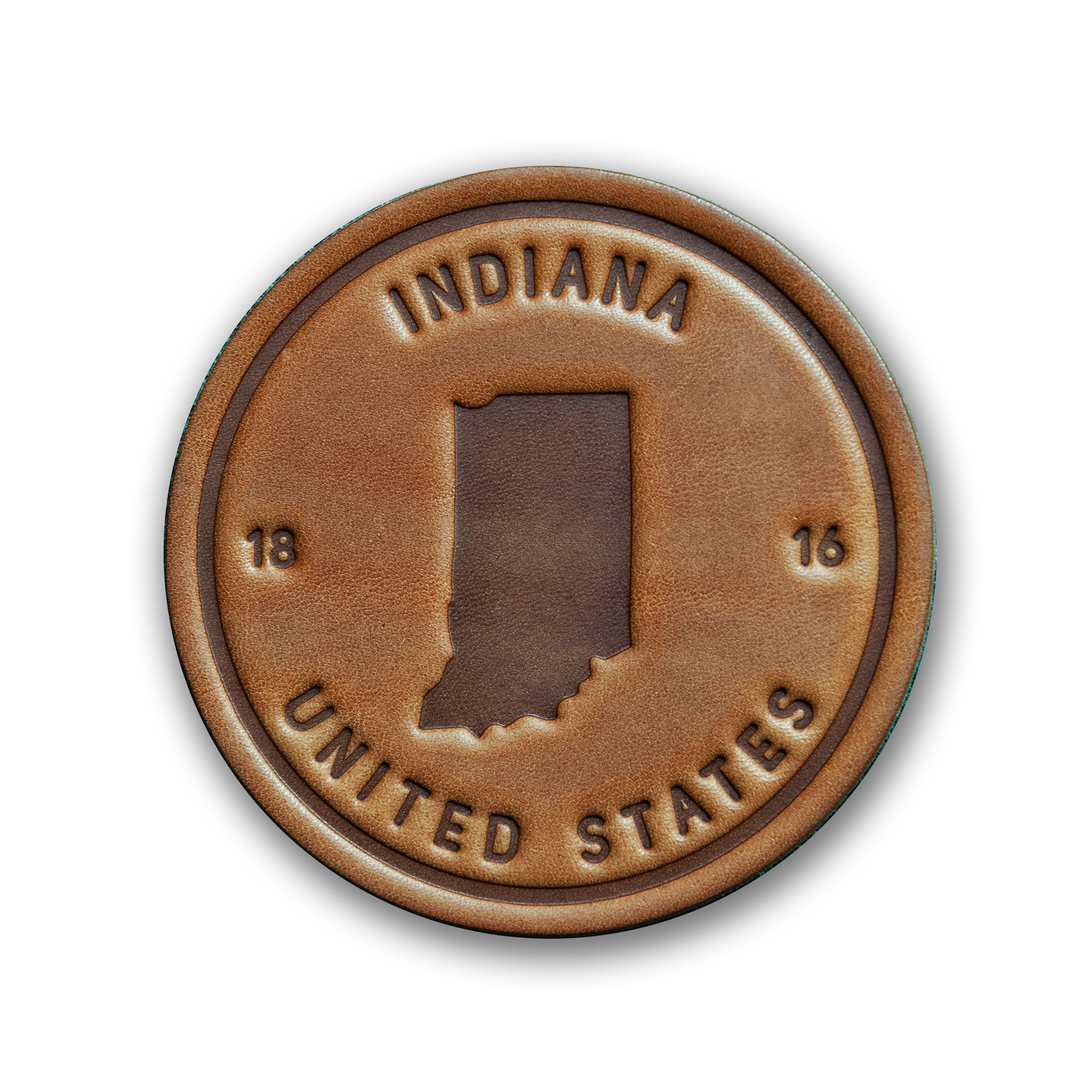 Indiana State Silhouette Leather Coaster