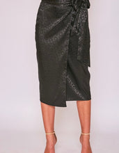 Load image into Gallery viewer, Strike Midnight Black Satin Wrap Skirt

