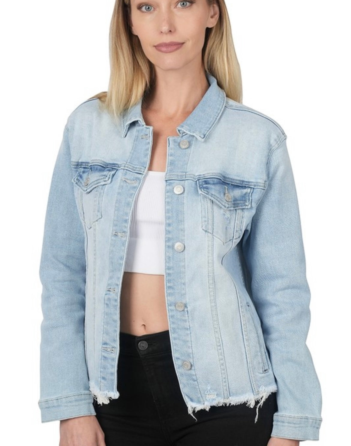 Over It All Distresed Denim Jacket