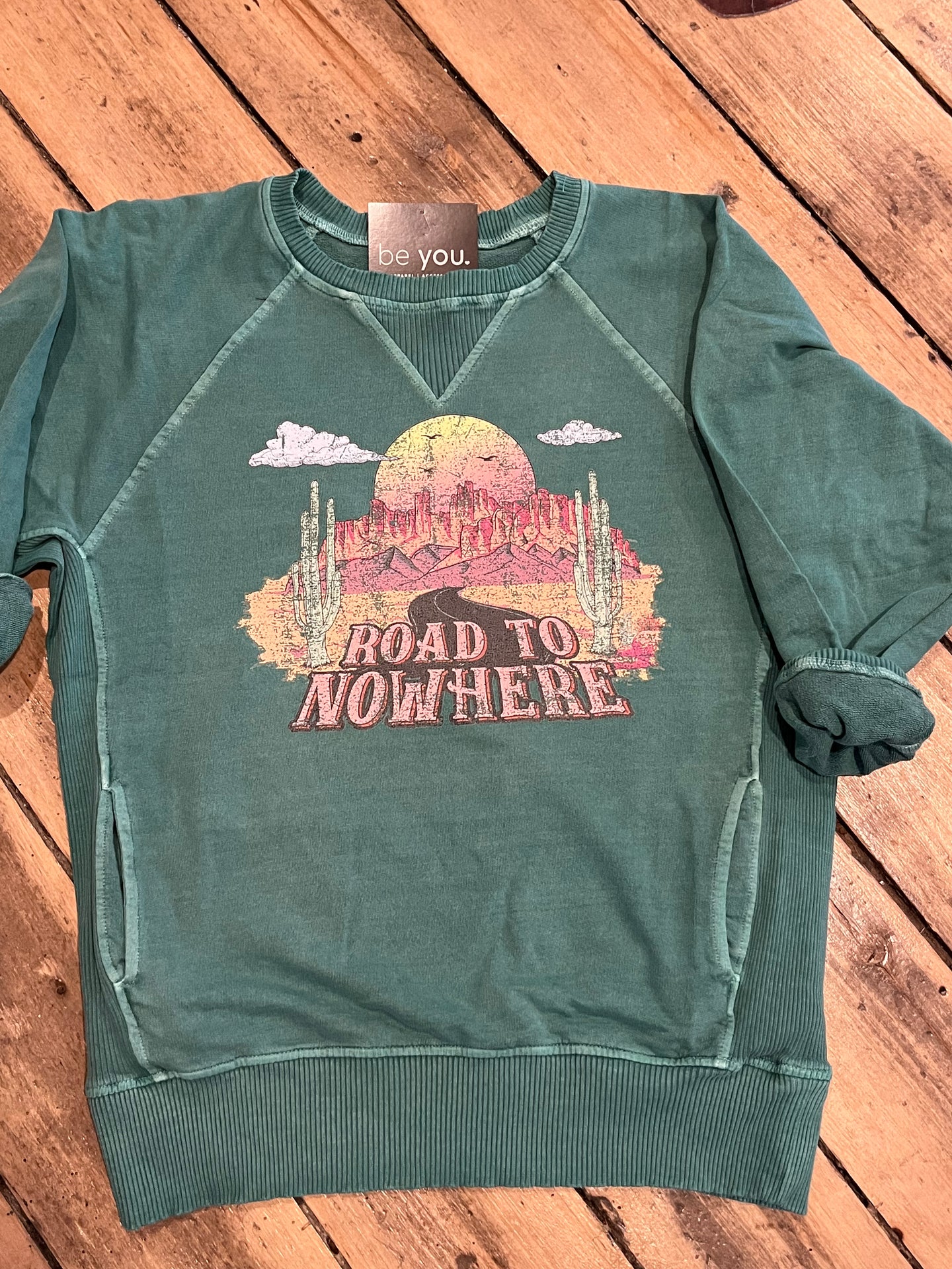 Road to Nowhere Sweatshirt Vintage Green