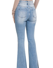 Load image into Gallery viewer, Light High Rise Flare Jeans with Side Slits
