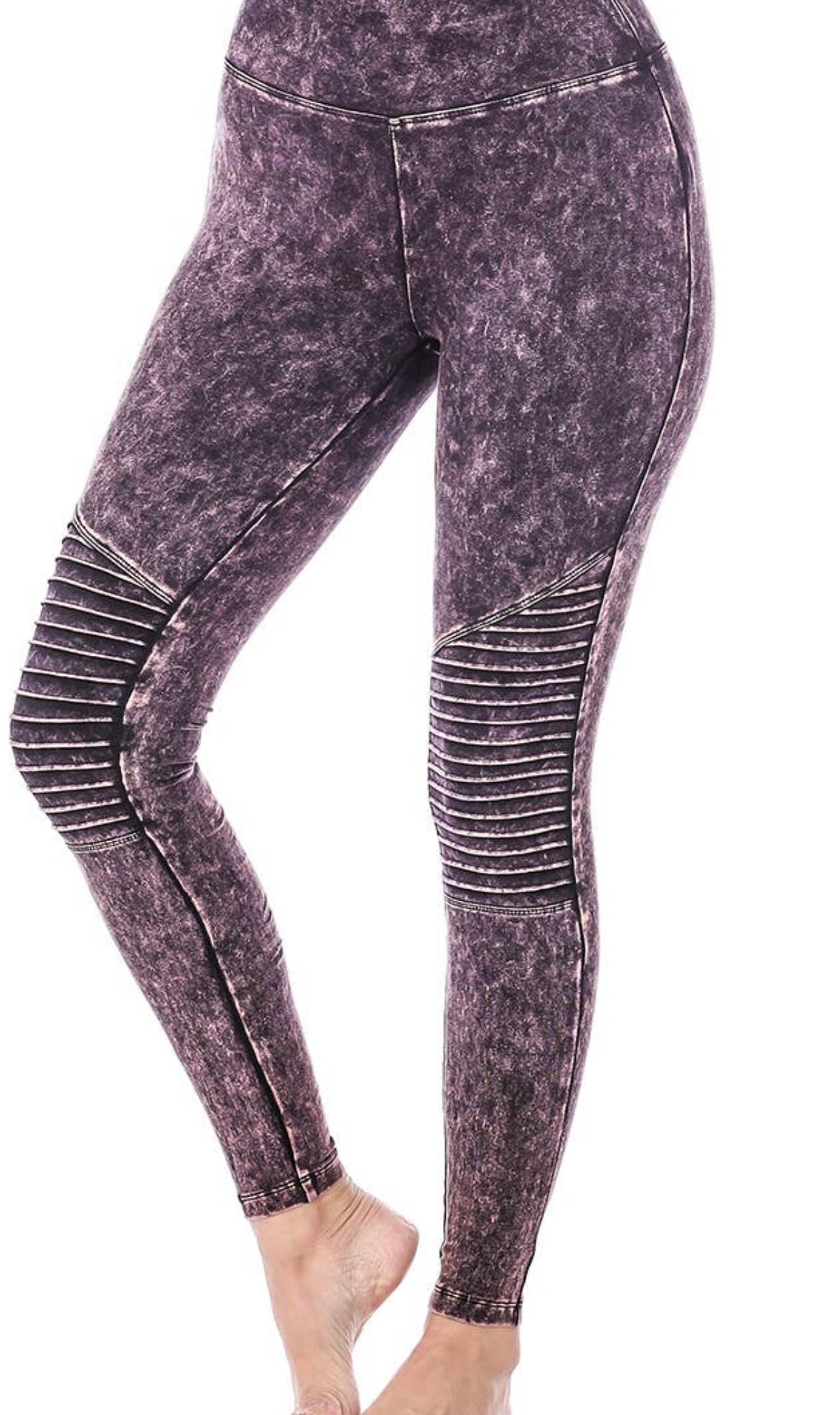 Mineral Washed Wide Waistband Moto Legging